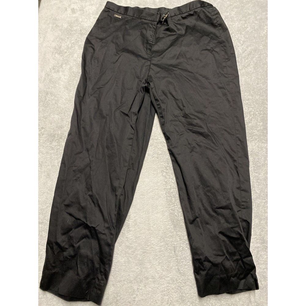 Ralph Lauren Womens Black Trouser Pant High Rise Flat Front Straight Leg Size 14